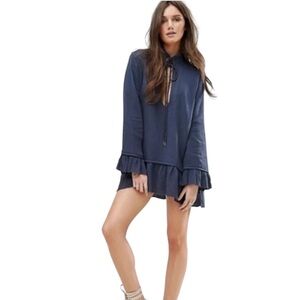 One Teaspoon Navy Ruffle Mini Dress